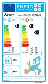 MITSUBISHI ELECTRIC Klimaanlage Kompakt Wandgerät Single Split Set MSZ-AP20VGK / MUZ-AP20VG 2 kW
